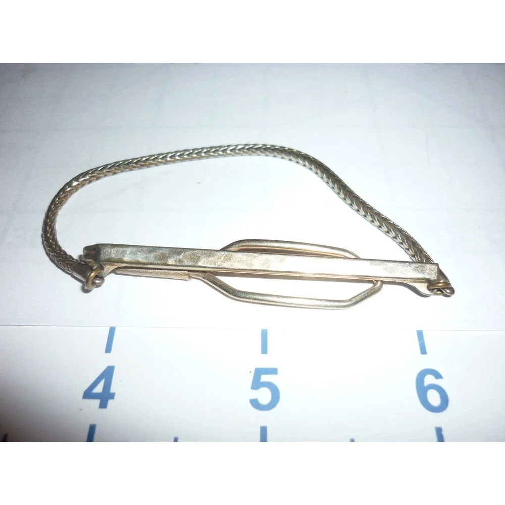 Mens Vintage Gold Tone Tie Clip Chain Chain Link Style Classic‎ Formal Accessory